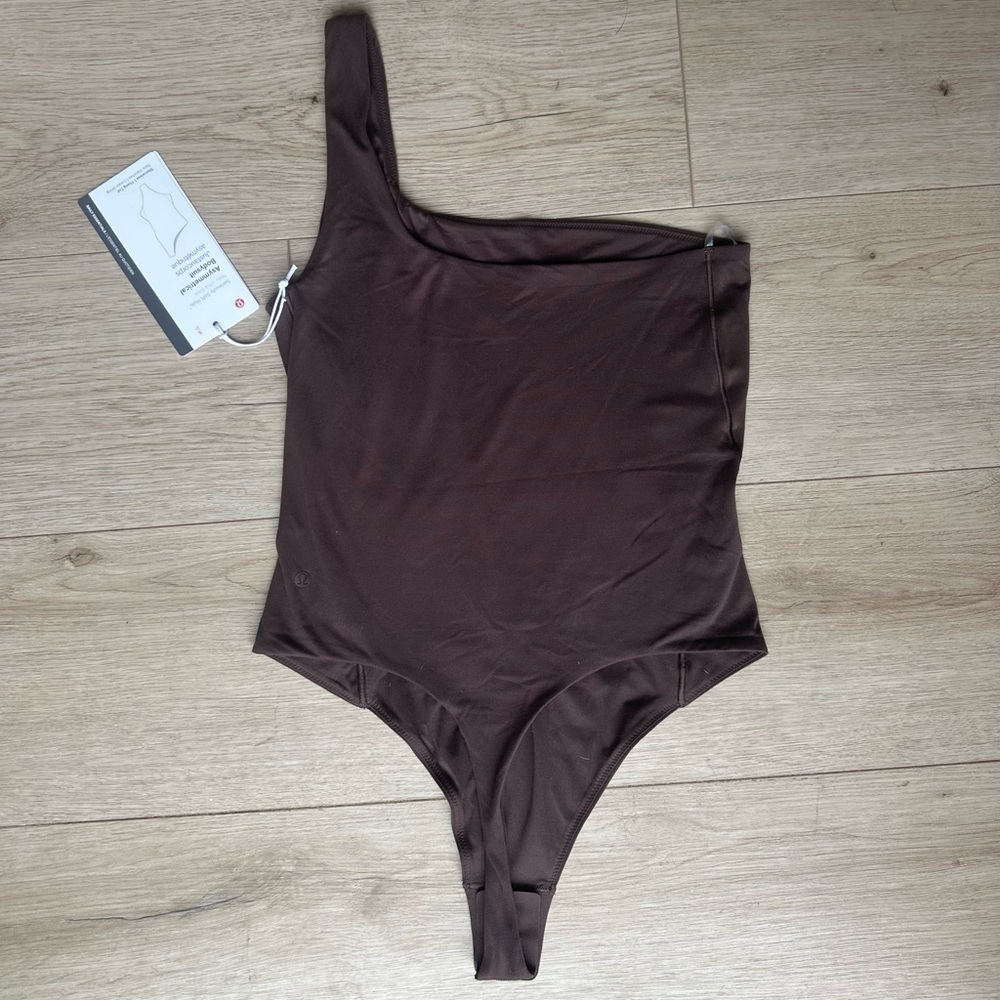 NWT Lululemon Wundermost Ultra-Soft Nulu Asymmetrical Bodysuit Espresso Sz S $78 - Picture 4 of 5